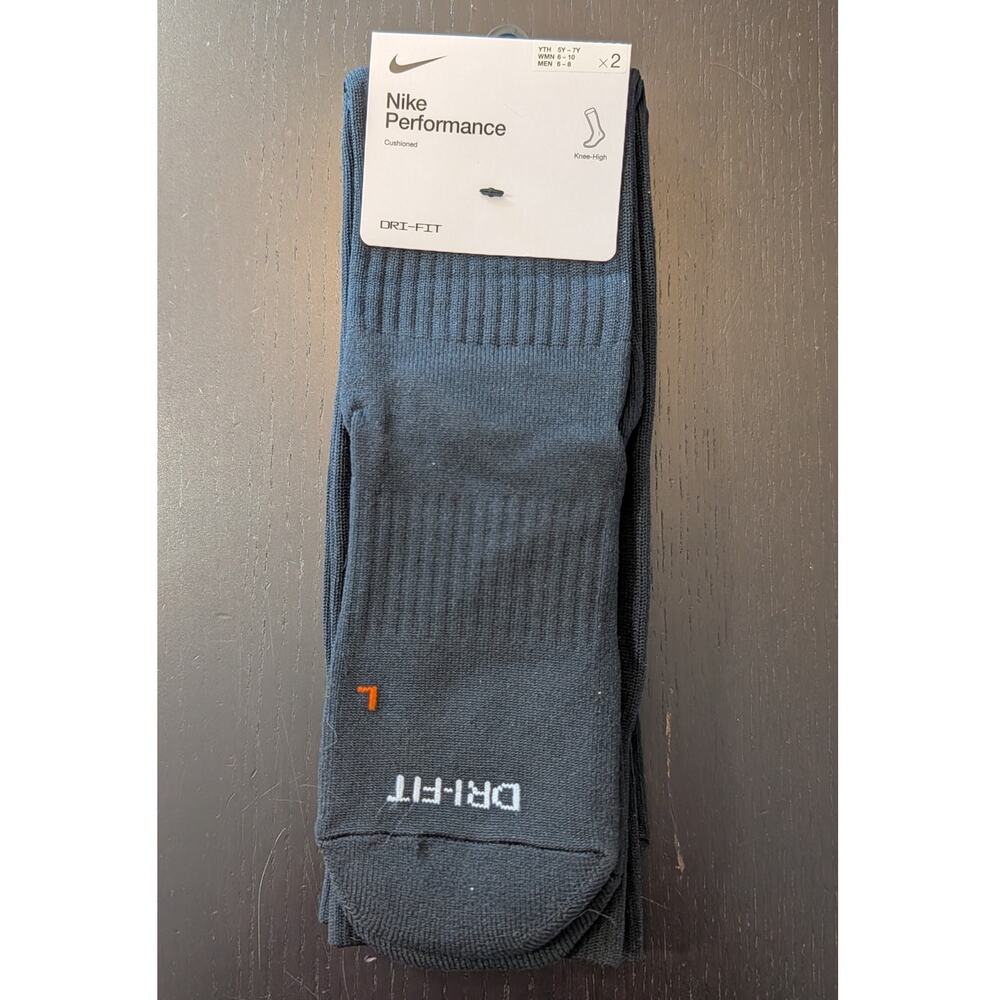 Nike Dri-FIT Performance Knee High Socks 2 Pack Black Medium NWT